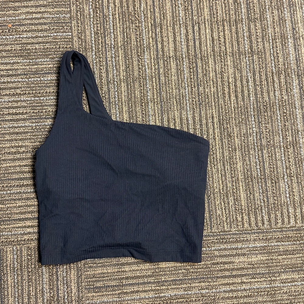 Lululemon Black One-Shoulder Crop Top size 4